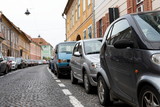 Fototapeta Miasto - Sibiu city center, parked cars
