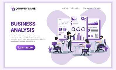 Poster - Business analysis concept with characters. Auditing, Financial consulting. Can use for web banner, landing page, web template. Flat vector illustration
