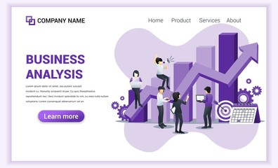 Poster - Business analysis concept with characters. Auditing, Financial consulting. Can use for web banner, landing page, web template. Flat vector illustration