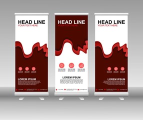 Wall Mural - Red Roll up banner stand. Vertical Vector template design. Modern Flag Banner Design with abstract background can be used for Annual Report, Cover, Flyer, Magazine, Presentation, Poster, Website