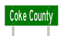 Rendering Of A 3d Green Highway Sign For Coke County