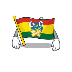 Poster - Flag ethiopia mascot cartoon character style making silent gesture