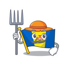 Poster - Farmer flag madeira cartoon character with hat and tools