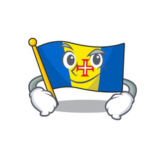 Wall Mural - Flag madeira mascot cartoon style with Smirking face