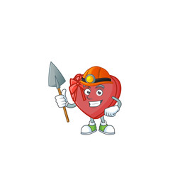 Sticker - Cool Miner love gift box cartoon mascot design style