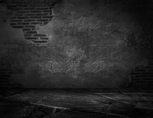 Wall Mural - drak background with cement and brick texture , for showing products or placing products