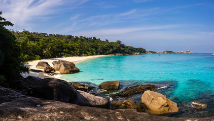 A beautiful tropical sandy beach and ocean on a small island (Similan Islands, Thailand)