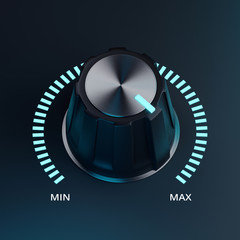 black volume knob on maximum, 3d render