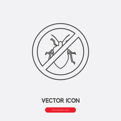 Poster - No insects icon vector. Linear style sign for mobile concept and web design. No insects symbol illustration. Pixel vector graphics - Vector.