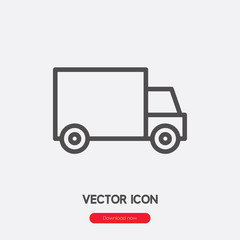 Poster - Truck icon vector. Linear style sign for mobile concept and web design. Truck symbol illustration. Pixel vector graphics - Vector.	