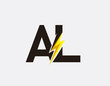 © bintank - Flash AL and AL Letter Logo Icon, Electrical Bolt With Initial AT Letter Logo Design.