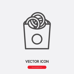 Poster - Onion rings icon vector. Linear style sign for mobile concept and web design. Onion rings symbol illustration. Pixel vector graphics - Vector.	