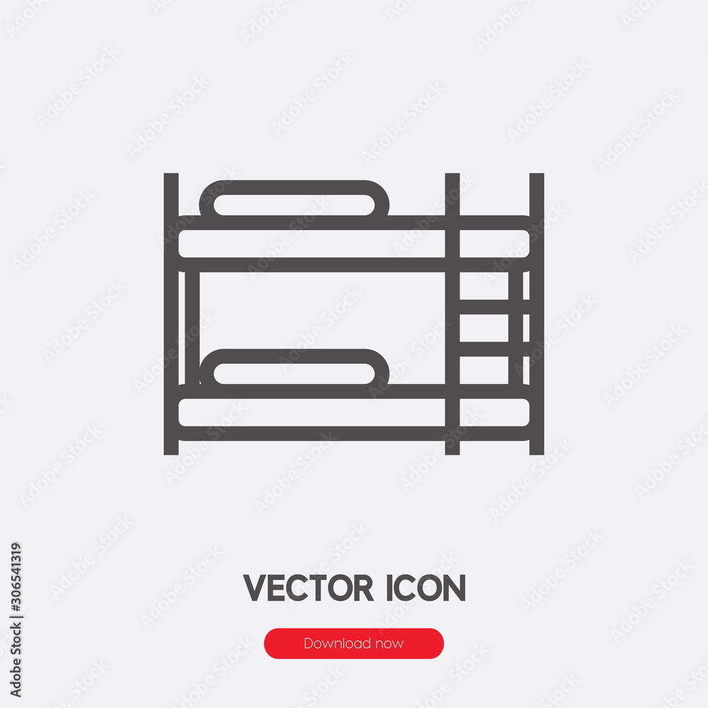 Bunk bed icon vector. Linear style sign for mobile concept and web ...