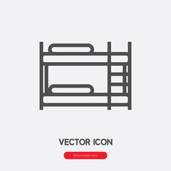 Poster - Bunk bed icon vector. Linear style sign for mobile concept and web design. Bunk bed symbol illustration. Pixel vector graphics - Vector.