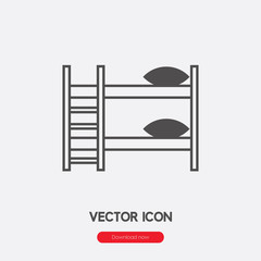 Poster - Bunk bed icon vector. Linear style sign for mobile concept and web design. Bunk bed symbol illustration. Pixel vector graphics - Vector.