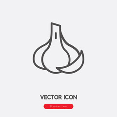 Poster - Garlic icon vector. Linear style sign for mobile concept and web design. Garlic symbol illustration. Pixel vector graphics - Vector.	