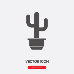 Poster - Cactus icon vector. Linear style sign for mobile concept and web design. Cactus symbol illustration. Pixel vector graphics - Vector.