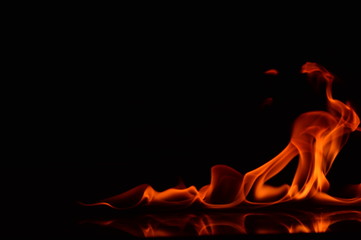 Beautiful fire flames on a black background.