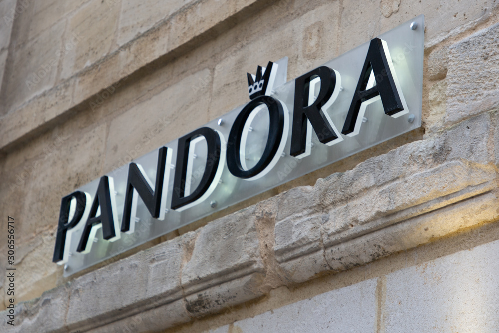 Pandora sign logo store Danish shop jewelry chain luxury fashion Stock ...