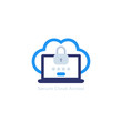 Secure cloud access with password, data security concept, vector icon