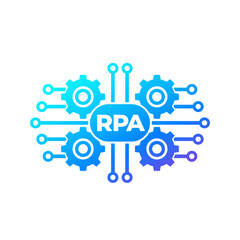 Sticker - RPA vector icon with gears, robotic process automation