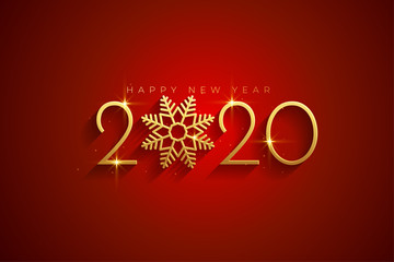 elegant red and gold happy new year 2020 background card