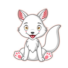 Wall Mural - A Cartoon of  artic fox or fennec fox isolated on white background.