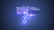 3D Realistic Render of a Cloud with Rain and Lightning Bolt