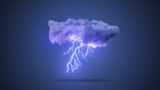 Fototapeta Paryż - 3D Realistic Render of a Cloud with Rain and Lightning Bolt