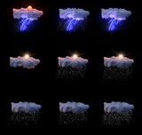 Fototapeta Paryż - Collection of 9 3D realistic Renders of Weather