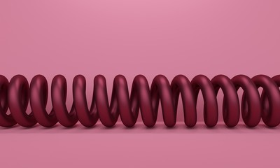 Poster - Pink abstract background with metal spiral. Backdrop design for product promotion. 3d rendering