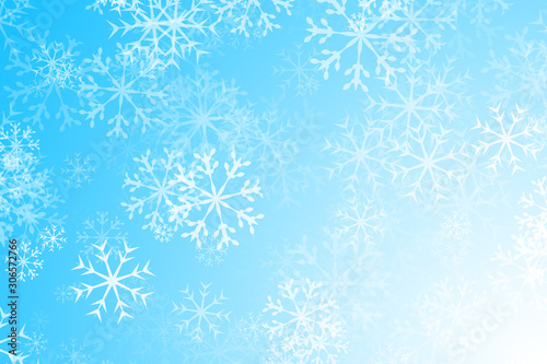 Cuadros en Lienzo Fondo azul navideño con copos de nieve.
