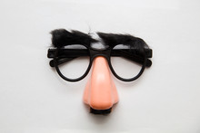Closeup Of A Fake Nose And Glasses, With Furry Eyebrows