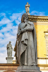 Sticker - Monument of poet Dante Alighieri in the Piazza dei Signori in Verona, Italy