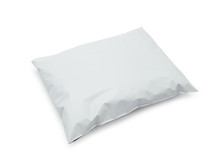 Blank White Plastic Bag Package Mockup Template Isolated On White Background With Clipping Path.