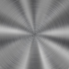 Abstract Shiny Metal Background With Circular Brushed Texture In Silver Color