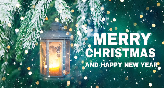 Greeting card Merry Christmas and Happy New Year