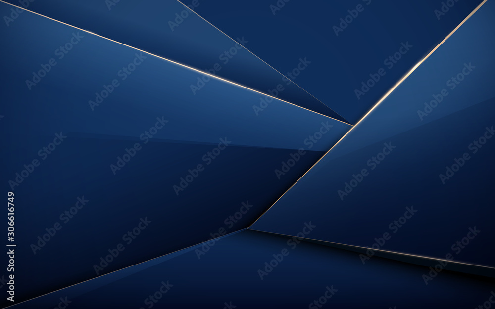 Abstract polygonal pattern background. Luxury blue and gold - obrazy, fototapety, plakaty 