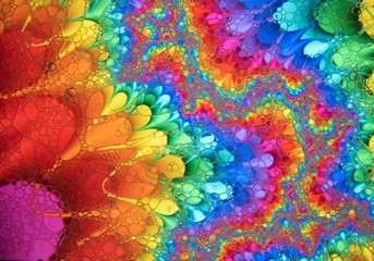 Mixing water and oil to form beautiful colorful abstract backgrounds 