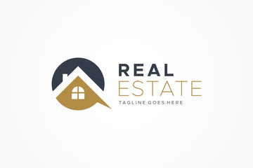 Poster - Black Gold Real Estate Logo. Construction Architecture Building Logo Design Template Element