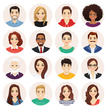 Smiling People Avatar Set. Different Men And Women Characters Collection. Isolated Vector Illustration.