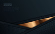 Luxurious premium dark abstract background with golden layers. Overlap textured layer design.