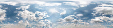 Blue Sky With Beautiful Cumulus Clouds. Seamless Hdri Panorama 360 Degrees Angle View With Zenith For Use In 3d Graphics Or Game Development As Sky Dome Or Edit Drone Shot