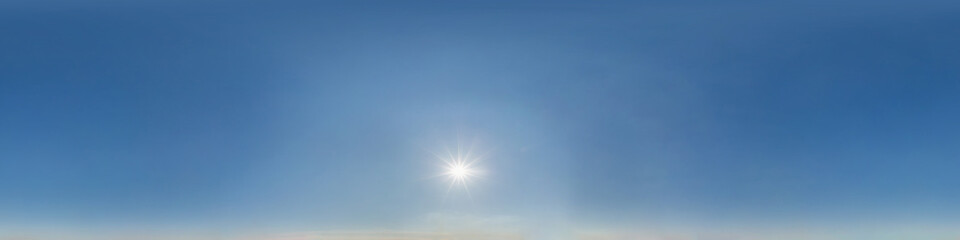 Wall Mural - clear blue sky with scorching sun. seamless hdri panorama 360 degrees angle view with zenith for use