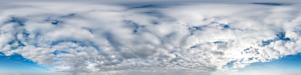 Wall Mural - blue sky with beautiful cumulus clouds. seamless hdri panorama 360 degrees angle view with zenith fo
