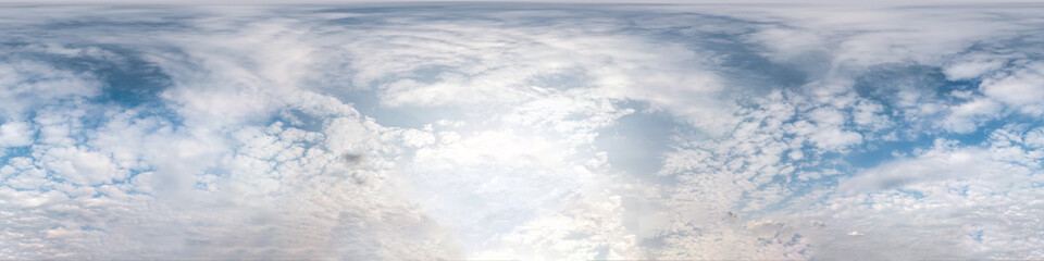 Wall Mural - blue sky with beautiful cumulus clouds. seamless hdri panorama 360 degrees angle view with zenith fo