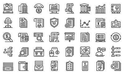Poster - Audit icons set. Outline set of audit vector icons for web design isolated on white background