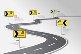 Business road map timeline infographic template with pointers designed for abstract background milestone modern diagram process technology digital marketing data presentation chart Vector illustration
