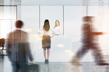 Canvas Print - Business people near office reception