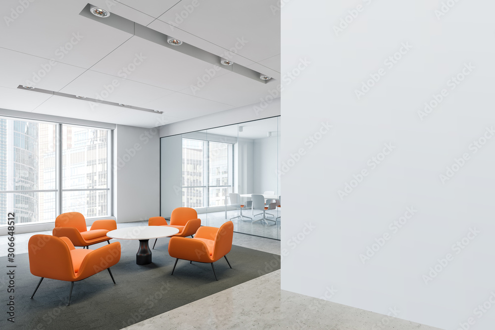Waiting room with orange armchairs in office Stock Photo | Adobe Stock